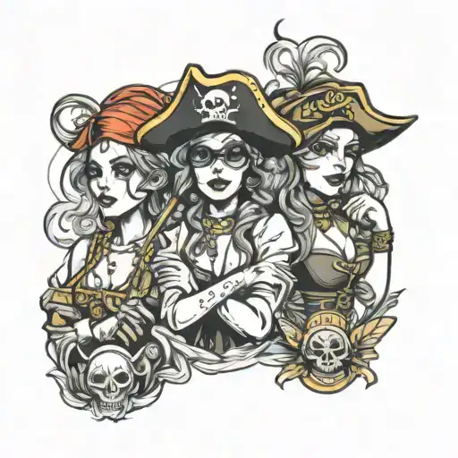 3 Pirate Girls On Forearm