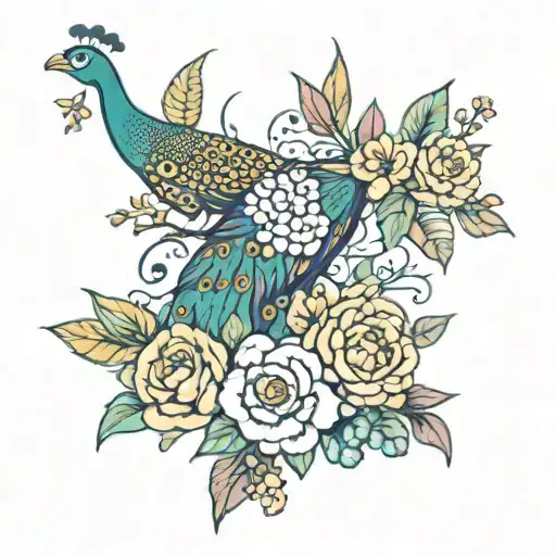 Floral Design With Peacock And Leopard Print