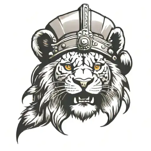 Cub Lion Head With Helmet