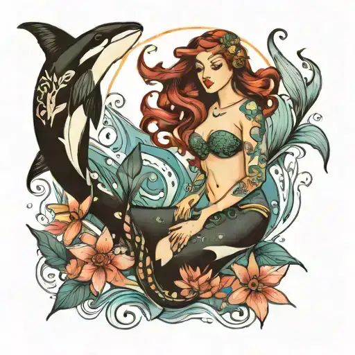 Mermaid And An Orca And A Fairy