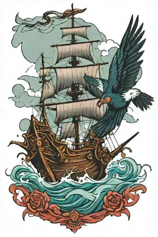 Ship And Bird Pirate