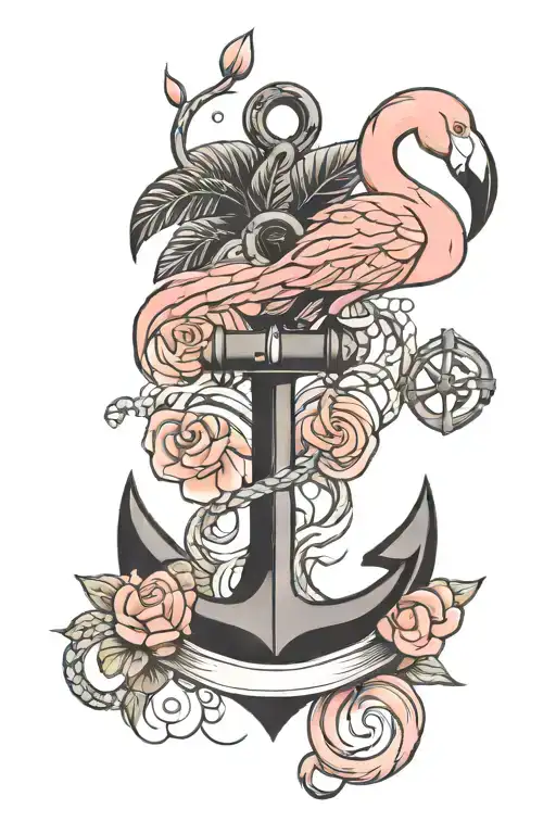 Anchor And Flamingo Combined Together