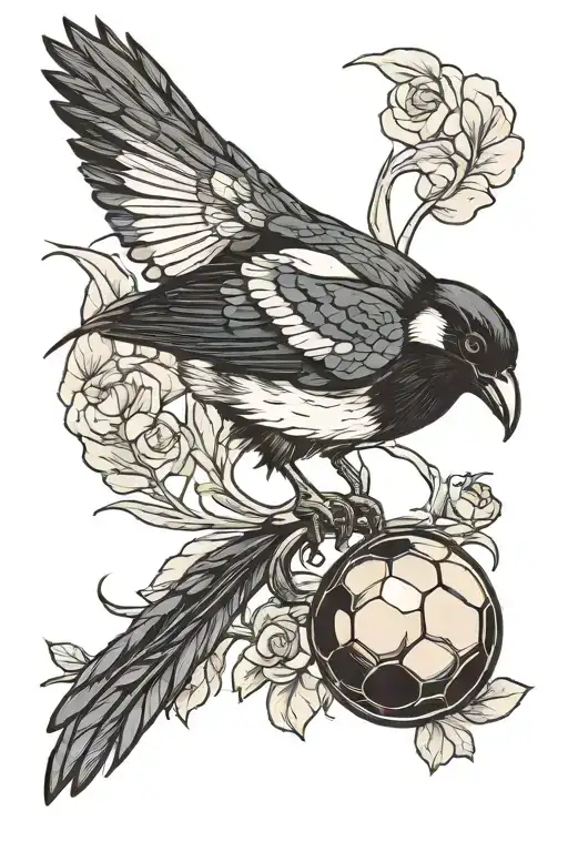 Magpie Stood Ontop Of Football