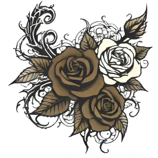 Roses And Thorns Going Up Bicep