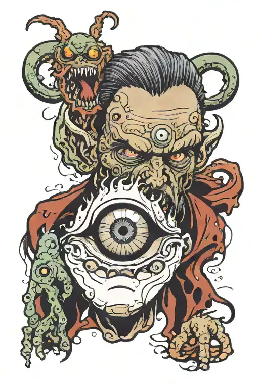 A Distressed Guy With Eyeball Monsters Staring Down At Him