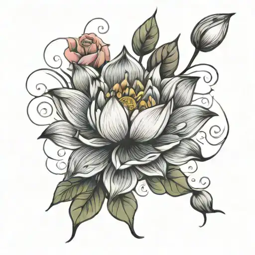Lotus And Rose Flower