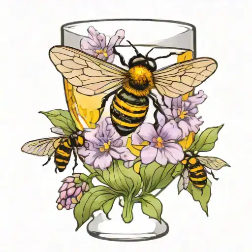 Coup Glass With Lavender And Bee Flying