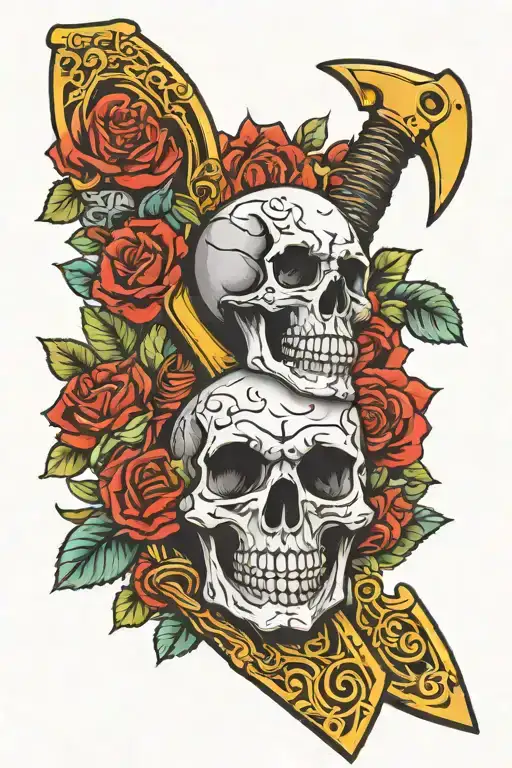 Skull And Roses Ice Axe