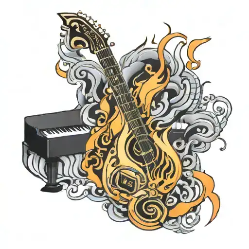 Music And Flames Left Arm Sleeve And Hand