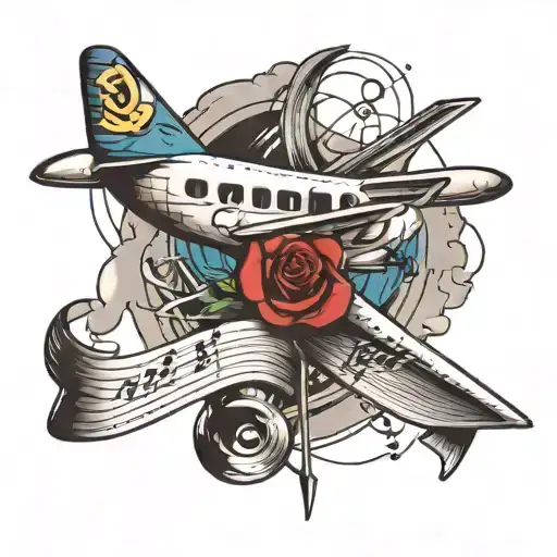 A Plane That Is Drawing A Music Note And Flying Toward To The Heart
