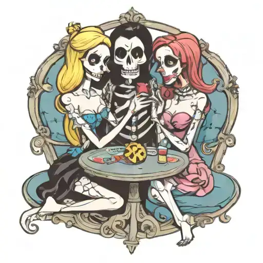 Disney Princesses Playing Strip Poker With Jack Skeleton And Boogeyman