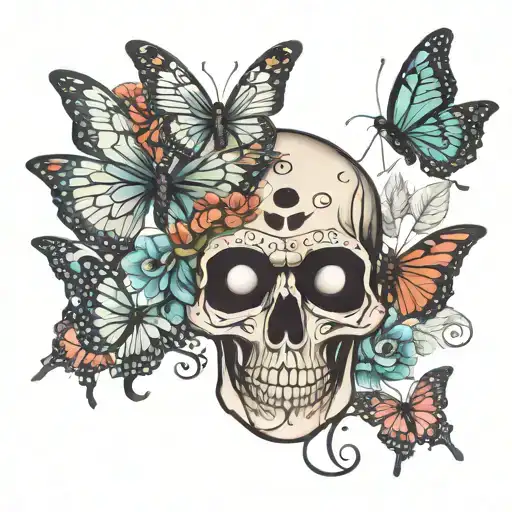 Skull Eyes Butterflies