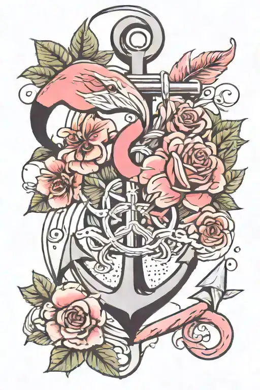 Anchor And Flamingo Combined Together