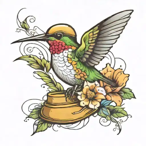 Hummingbird On A Construction Hat
