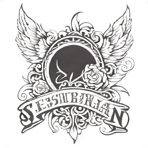 Lettering Stencil Of Tattoo With Names Of Sebastian And Filip