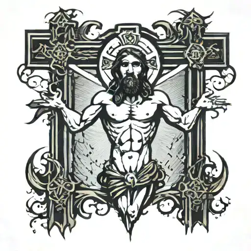 Silouette Of Jesus On The Cross
