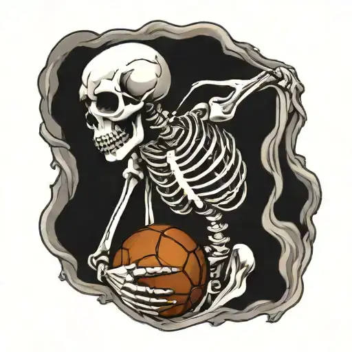 Skeleton Holding Football