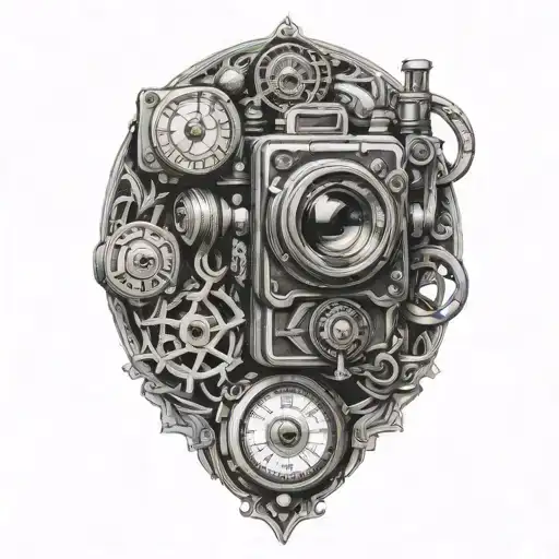 Camera With 3 Pocket Watches Intertwined Within