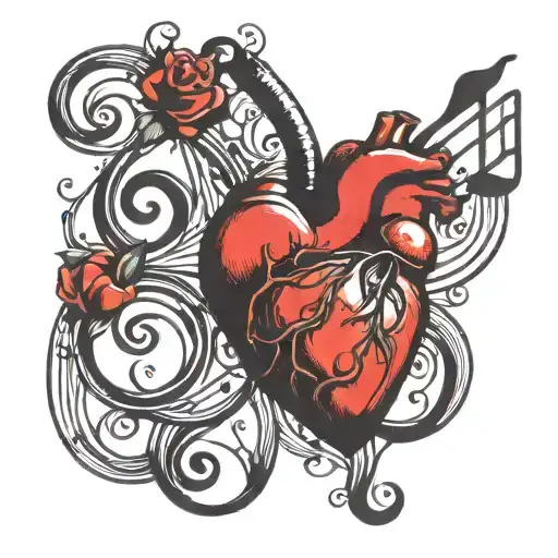 Human Heart On A Music Note Sheet