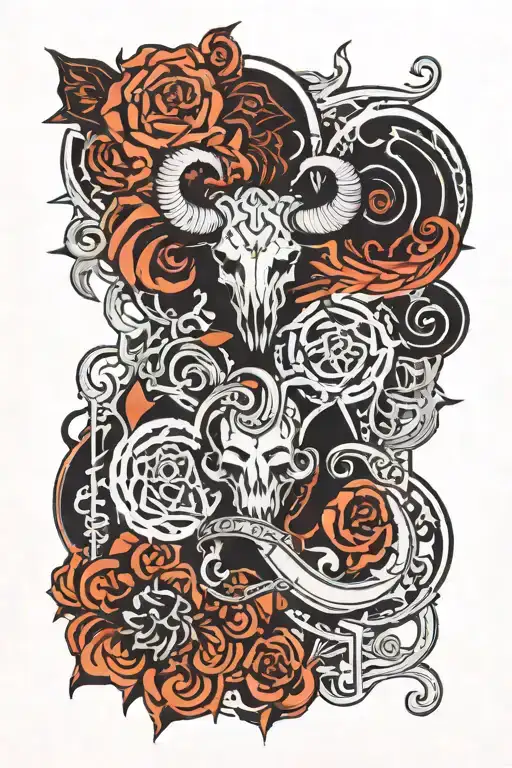 Negative Black Work Gothic Anagram Using Ram