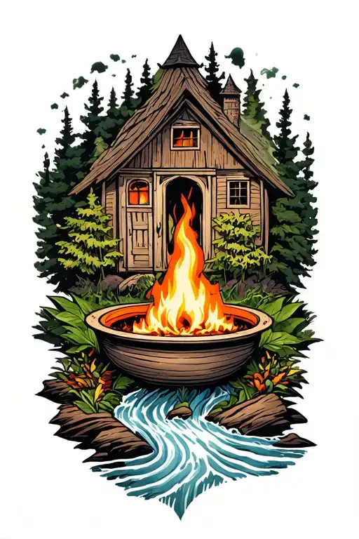 Trewhouse Tatto With Fire Pit And Stream Flowing