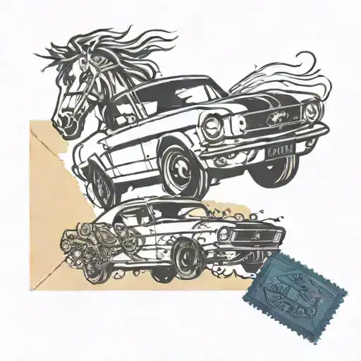 Old Mustang Car On An Envelope Stamp