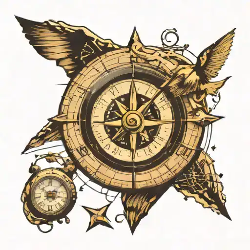 Earth With The Protractor Of A Compass Around It And In The Earth The Needles Of A Clock
