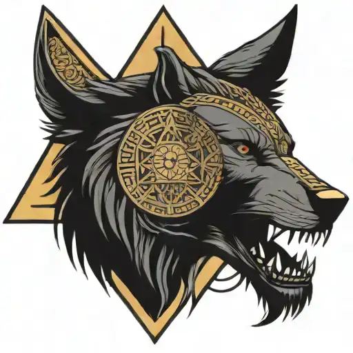 Wolf Egypt Pyramid Moon