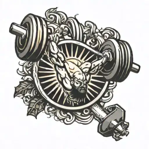 Weightlifting Barbell With Sun Rising