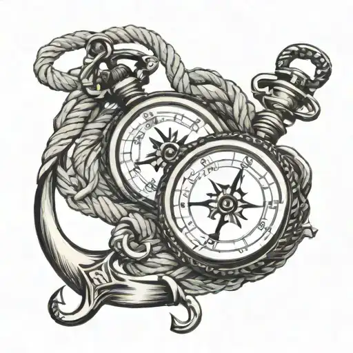 Compass Pocket Watch Anchor Rope