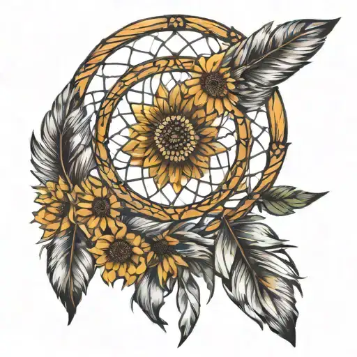 Feather Dream Catcher Sunflower Blooming