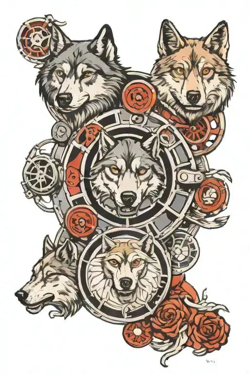 Five Wolf In Film Reel