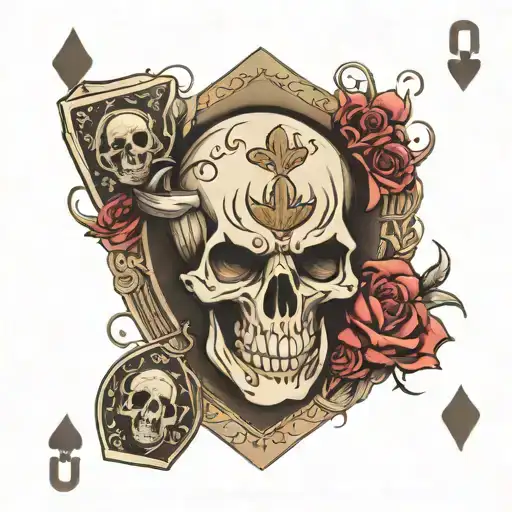 Western Skull Diamonds Playing Card