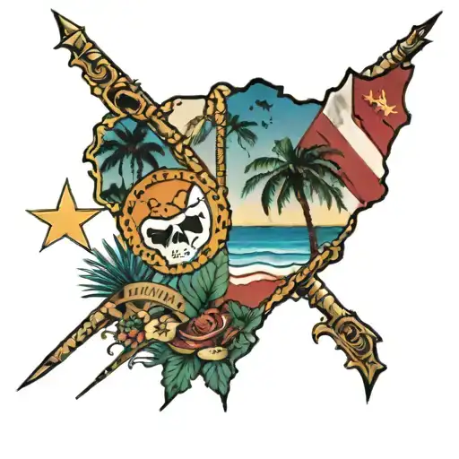 California And Florida State Flags Merged Together