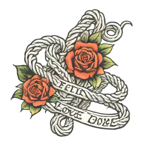 Faith Love Hope With Rope Holding In Hand