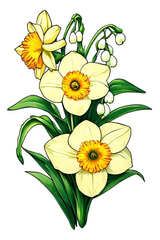 Daffodil Lily Of The Valley Marigold Half Sleeve No Stems