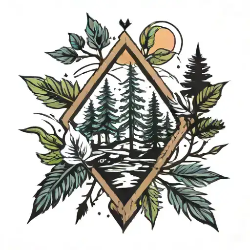 Arrow And Pine Trees