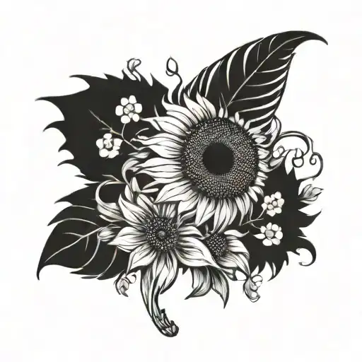 Feather Sunflower Blooming Cherry Blossom