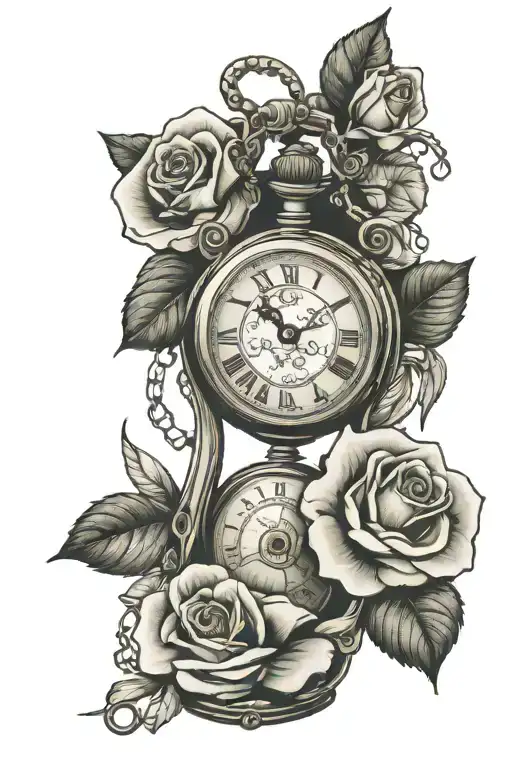 Pocket Watch Roses Hourglass