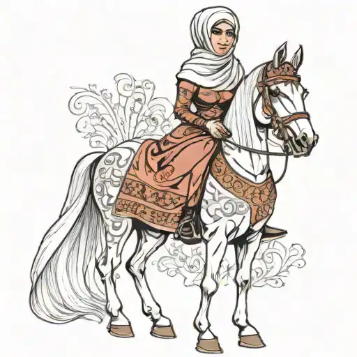 Hijabi Woman Sitting On A Horse