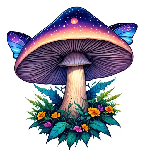 Mushrooms Space Forest Fairy Galaxy Inspired