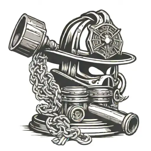 Firefighter Helmet And Gavel Intertwined