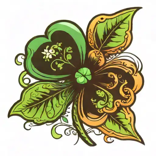 Four Leaf Clover With 2 Items To Symbolize Children