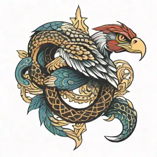Snake Wraping Eagle With Its Body Shaped Like