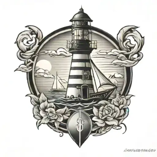 Lighthouse Sailboat And Anchor