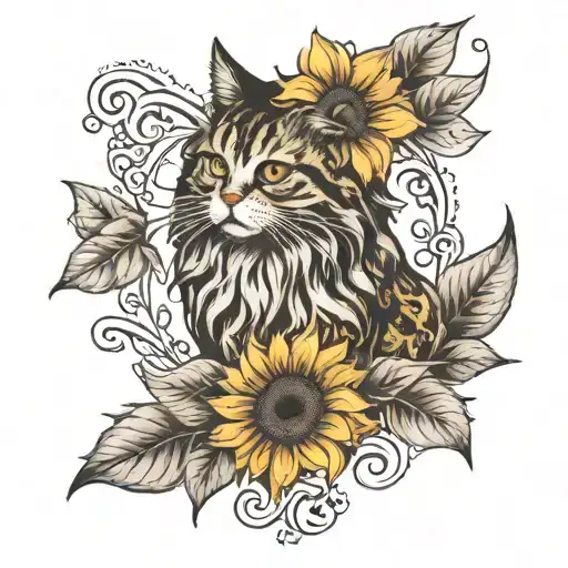Maincoon Sunflower With Heart