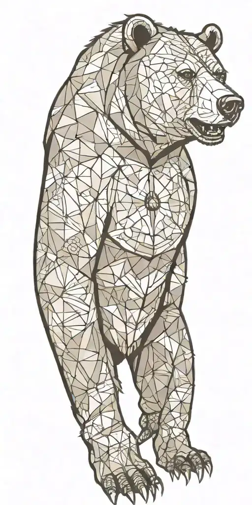 Grizzly Bear Armour With Geometrical Design Featuring A Compass
