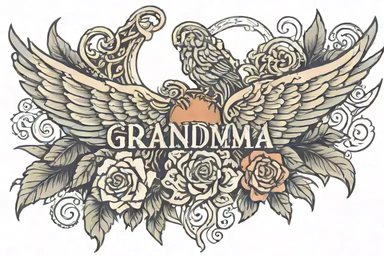 The Word Grandma Jean With Angle Wings