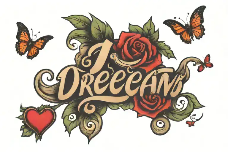 The Word Dream With Little Heart Around It