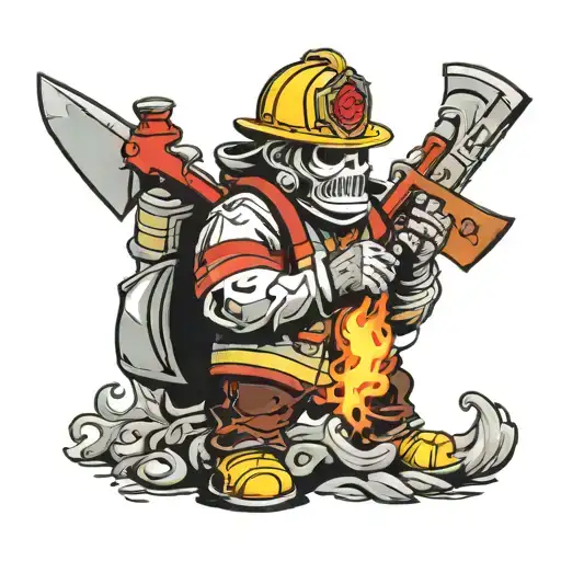 Classic Ghost Who Is A Firefighter With A Helmet Holding An Ax